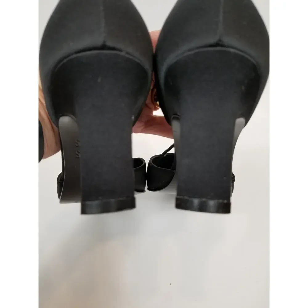 Mootsies Tootsies Collection Women's Black Satin Heels Rhinestone Women's 8.5